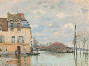Flood at Port Marly by Alfred Sisley, hand-painted oil reproduction