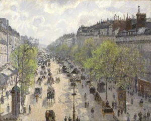Boulevard Montmartre Spring by Camille Pissarro, hand-painted oil reproduction