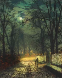 A Moonlit Lane by John Atkinson Grimshaw, hand-painted oil reproduction