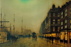 Liverpool Quay by Moonlight by John Atkinson Grimshaw, hand-painted oil reproduction