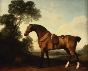 A Saddled Bay Hunter by George Stubbs, hand-painted oil reproduction
