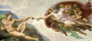 The Creation of Adam Cropped by Michelangelo, hand-painted oil reproduction