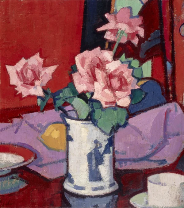Pink Roses Chinese Vase