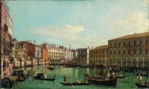 The Grand Canal Venice Looking South toward the Rialto Bridge by Canaletto, hand-painted oil reproduction