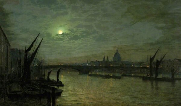 Thames by Moonlight with Southwark Bridge by John Atkinson Grimshaw